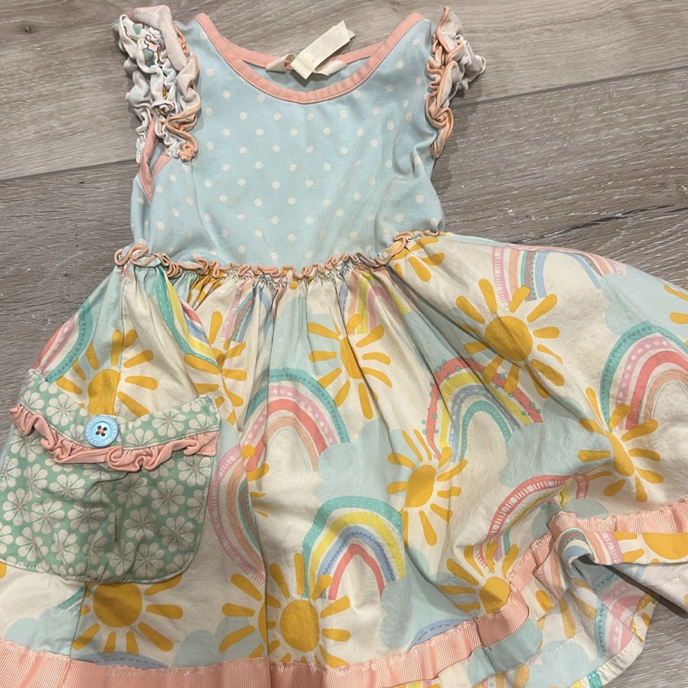 MJ Colorful Kids Dress with Rainbow and Sun Design